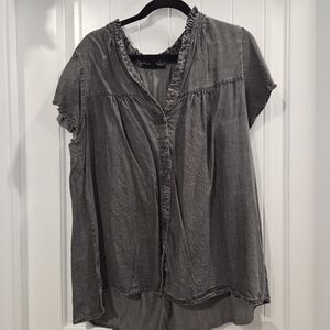 Jane and Delancey Charcoal Button-Up Blouse